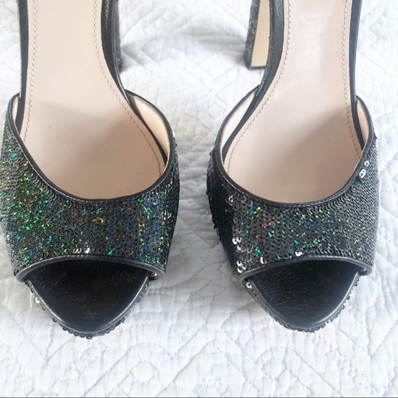 Miu Miu Black Sequined Glitter Platform Sandals 40.5 or Sz 10 - Picture 4 of 14